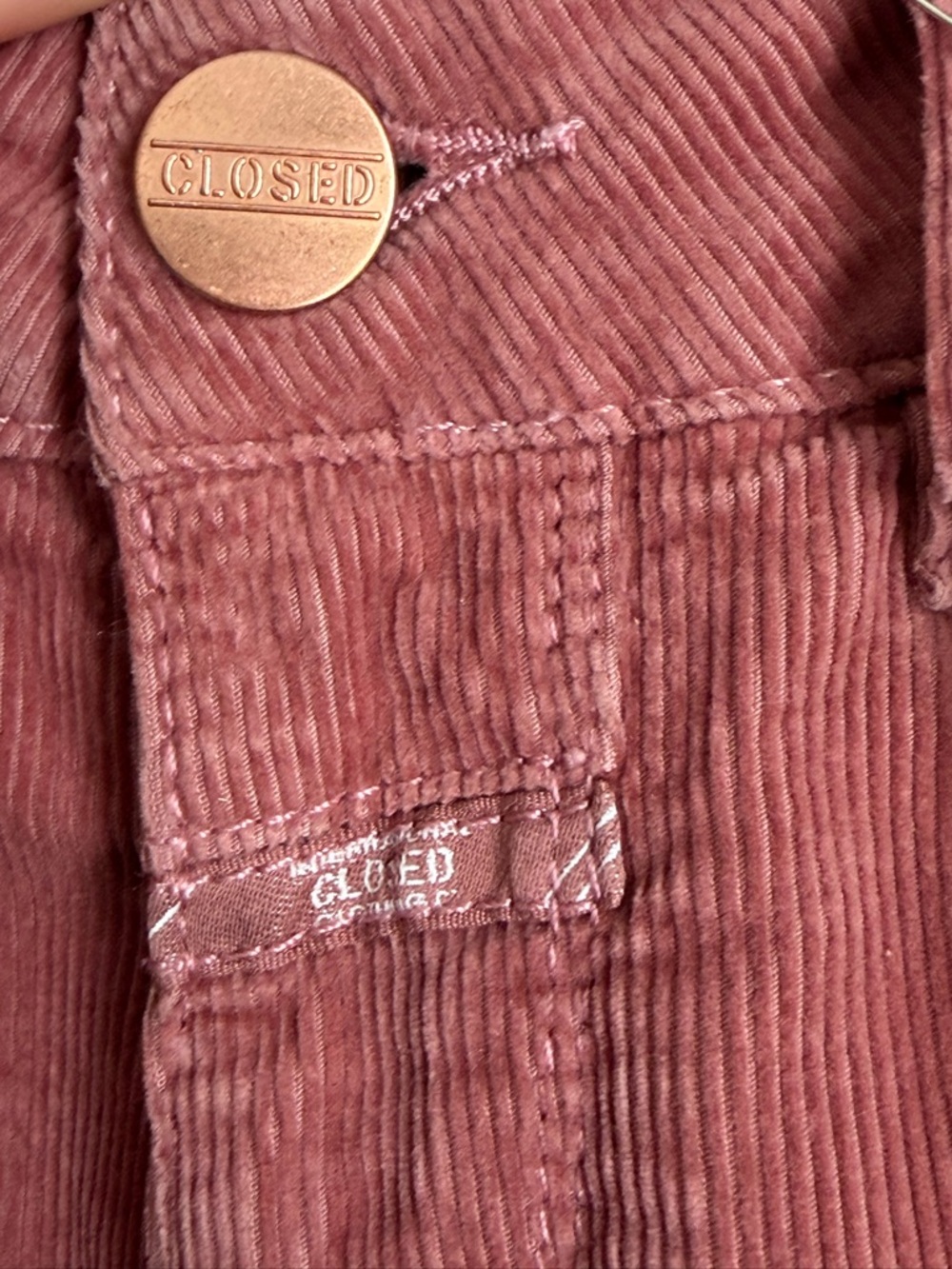 Closed Dusty Rose Corduroy Pants Size 25 NWT Made in Italy - Picture 3 of 11